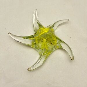 Yellow Swirl Starfish Paperweight, Vintage EUC